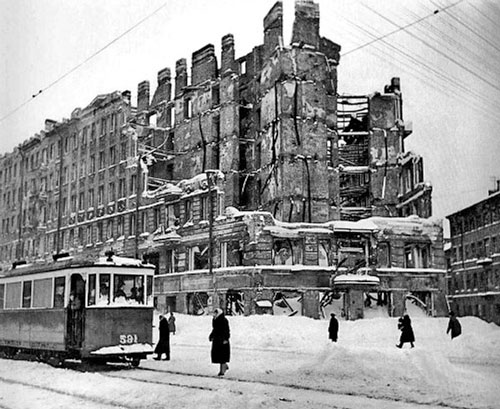 Photo taken after the suffering war with the Nazi in 1945 in St Petersburg Russia.