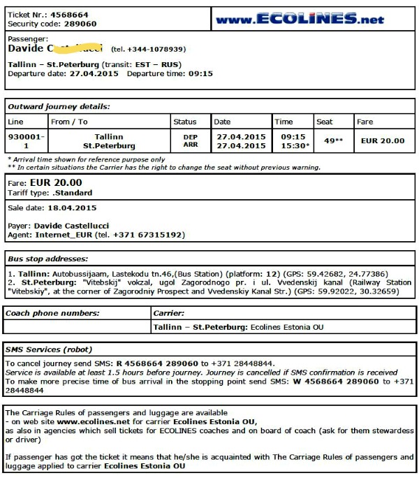 volvo bus ticket format