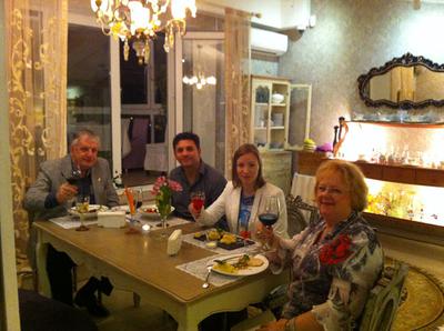 My husband and I dining with Anastasia and Davide at the Artist Attic Fondue Bar Restaurant.