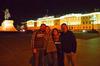 Martina with her friends taking a photo near the Bronze Horseman monument in St. Petersburg, Russia.
